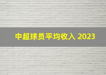 中超球员平均收入 2023